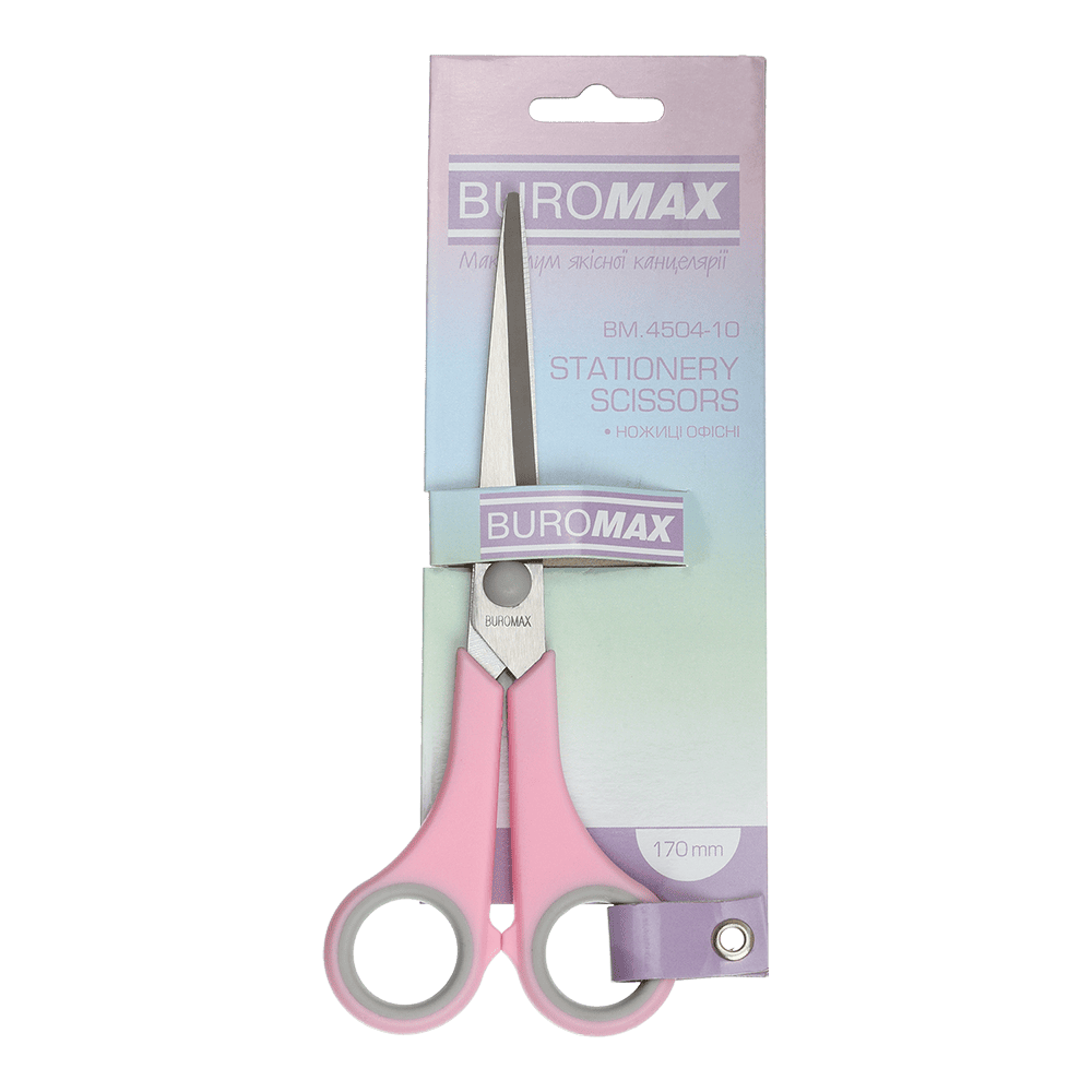 Ножиці PASTEL , руч. з гумов. вставками, 170мм BM.4504-10 BUROMAX